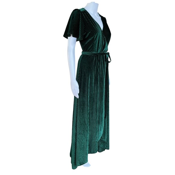 Baltic Born Andi Ribbed Velvet Wrap Maxi Dress sz M Holiday Event Emerald Green - Picture 4 of 11